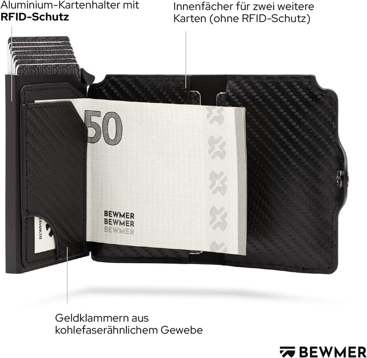 BEWMER 1 Geschütztes Kartenetui | Slim Wallet für Männer und Frauen | Kartenhalter mit RFID-Schutz u