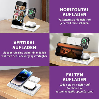 COCIVIVRE 3 in 1 Faltbar kabellose Ladestation kompatibel mit Apple Watch und i Phone Ladegerät für