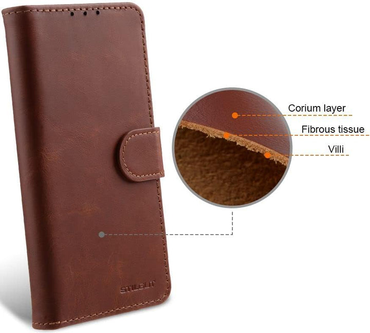 STILGUT Talis kompatibel mit Samsung Galaxy S23 Hülle mit Kartenfach aus Leder, Wallet Case, Lederhü