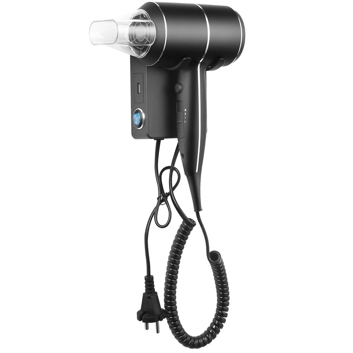 QL Haartrockner Ionen mit Wandhalterung und USB-Steckdose,Föhn mit ThermoProtect Technologie 2000wat
