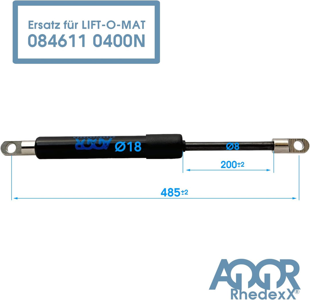 RhedexX® Gasdruckfeder Ersatz für STABILUS LIFT-O-MAT 485mm/200mm/400N - 084611 0400N Gasdruckdämpfe