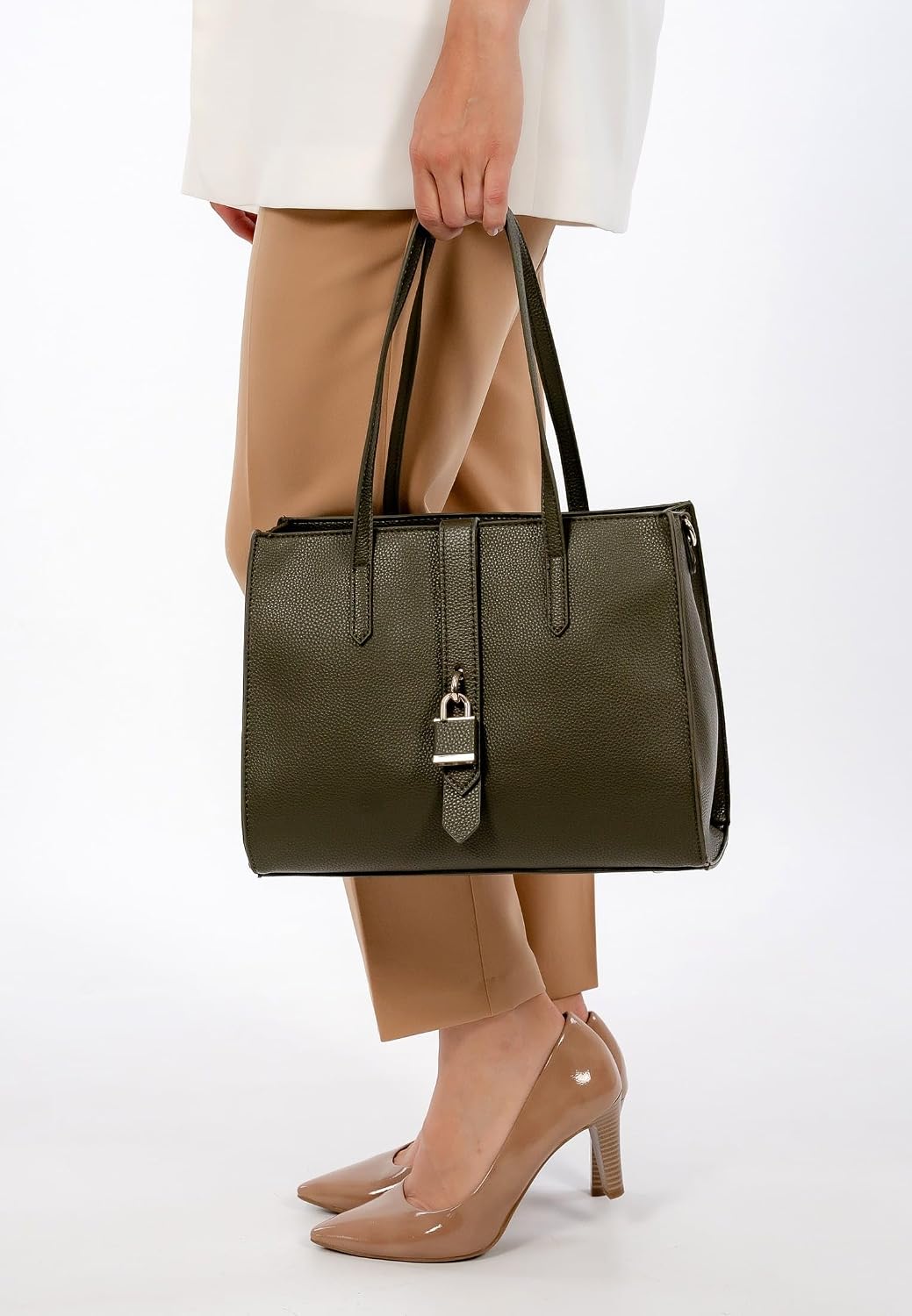 Tamaris Shopper Jasmina 31753 Damen Handtaschen Uni Einheitsgrösse Oliv, Einheitsgrösse Oliv