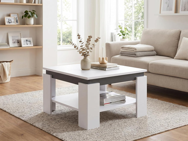 Apollo Couchtisch Sofatisch Tim, Quadratisch, Holzwerkstoff melaminbeschichtet, farbiger Tischkranz,