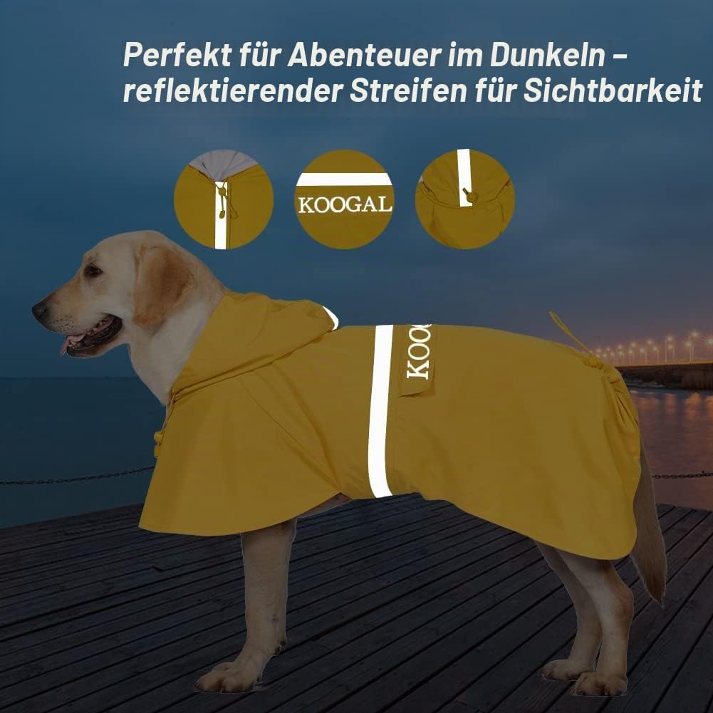 Grosse Hunde Regenjacken Mit Kapuze,Hunde Regenmantel,Mit Reflektierenden Sicherheitsstreifen, Wasse