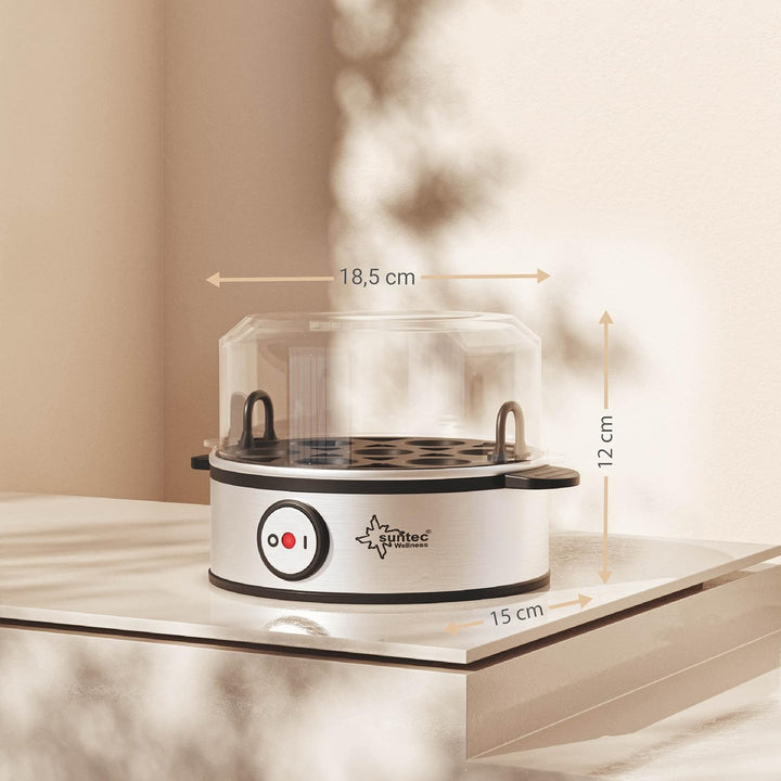 SUNTEC Eierkocher EGG-8564 Design aus Edelstahl – Für 7 Eier – Härtegradeinstellung und Timer – Auto