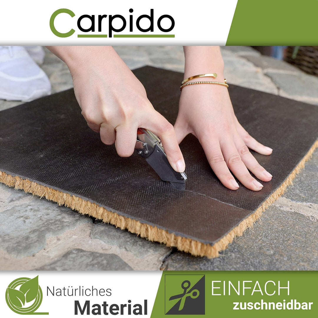 Robuste DIY Fussmatte Kokos 160x100cm (Rechteckig) - Kokosmatte 16 mm natur | Rutschfeste Fussmatte