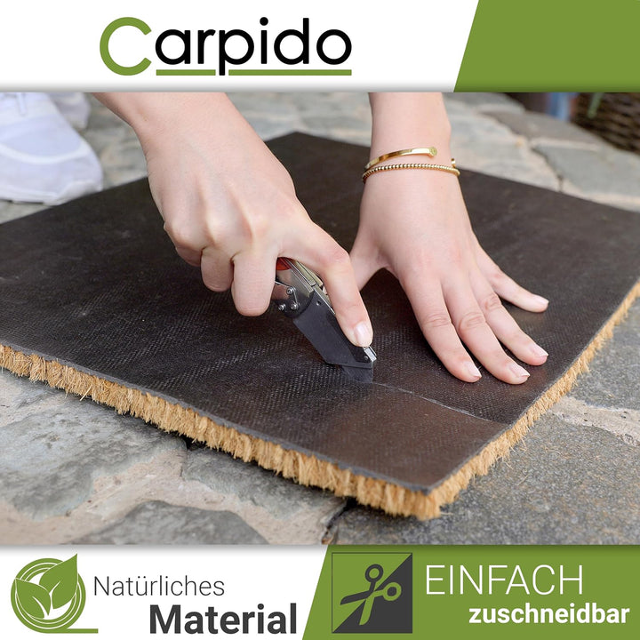 Robuste DIY Fussmatte Kokos 160x100cm (Rechteckig) - Kokosmatte 16 mm natur | Rutschfeste Fussmatte