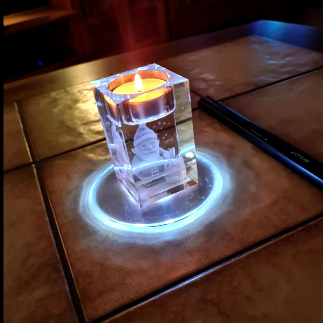 MEDOYOH 8er-Set Kühle Weiss LED Untersetzer für Getränke, ON/Off Wasserdicht Rund Untersetzer Acryl