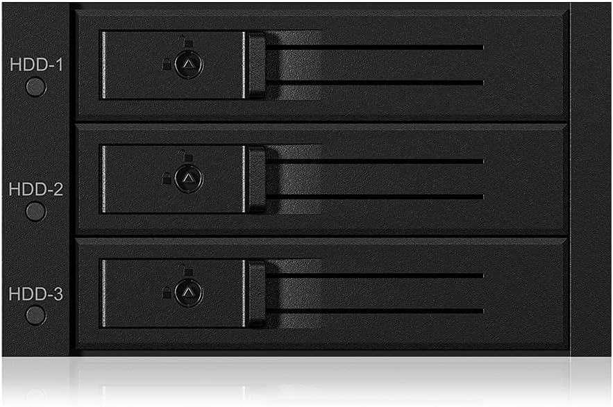 ICY BOX Wechselrahmen Backplane für Festplatten, 3x 3,5 Zoll in 2x 5,25 Zoll Schacht, SATA, Lüfter,