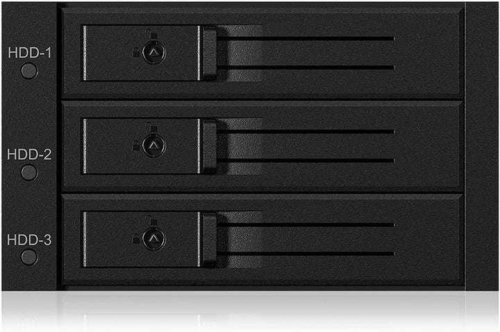 ICY BOX Wechselrahmen Backplane für Festplatten, 3x 3,5 Zoll in 2x 5,25 Zoll Schacht, SATA, Lüfter,