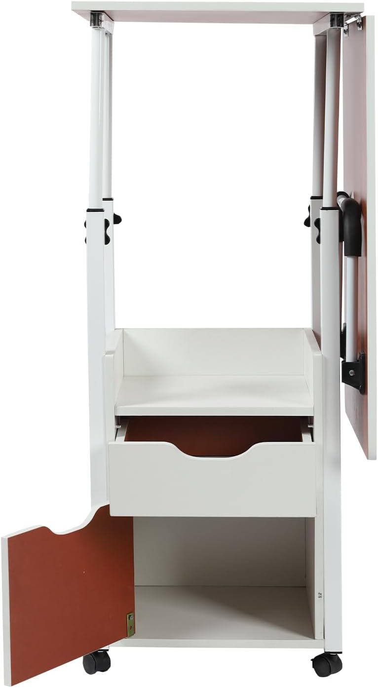 Mobiler Nachttisch 100X40cm Betttisch Mit Rollen HöHenverstellbarer Bettschreibtisch Bis 20kg Beiste
