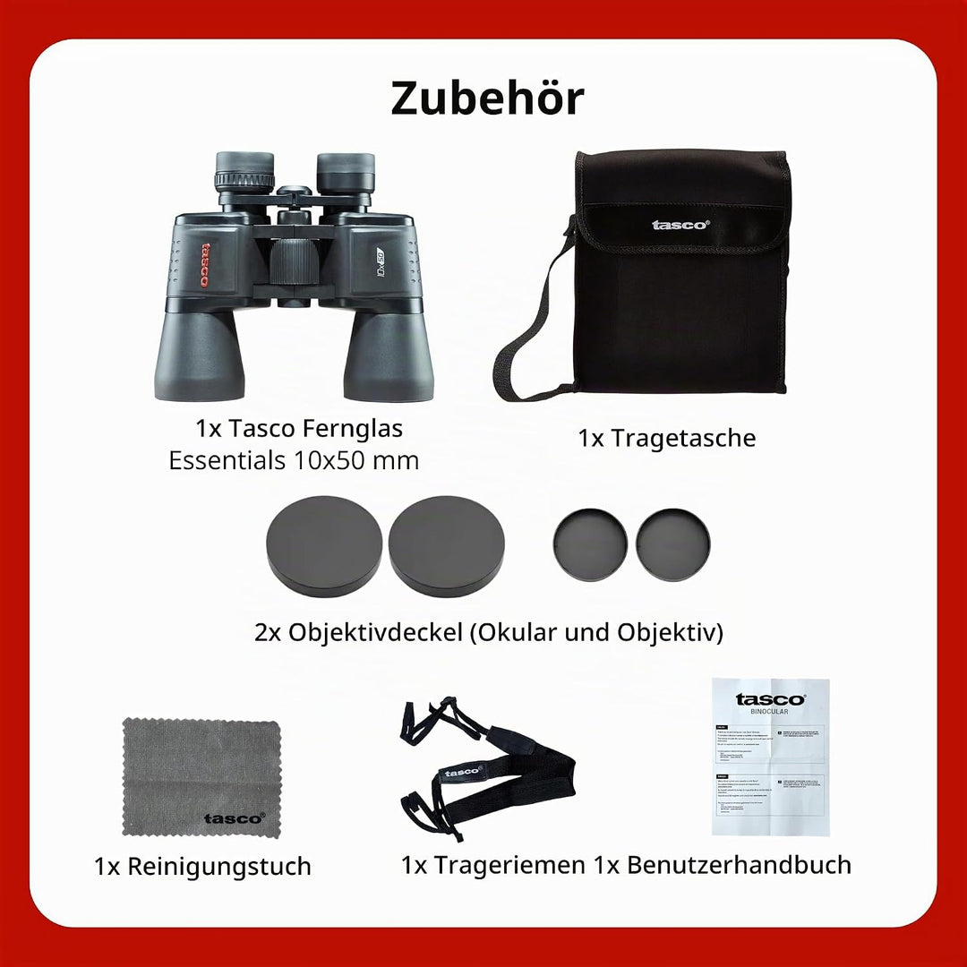 Tasco - 10x50 - Essentials - Porro - Fernglas - Kompakt - Mehrschichtvergütet - 170150