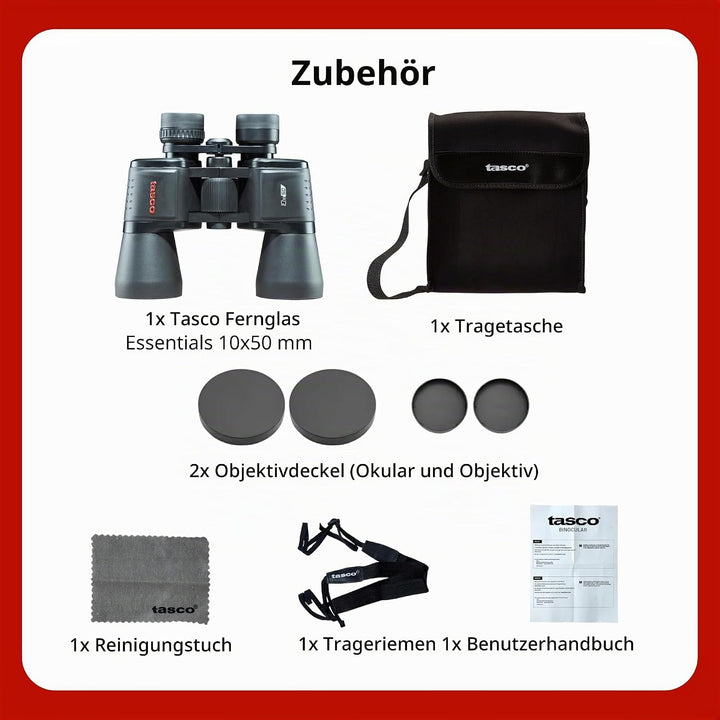 Tasco - 10x50 - Essentials - Porro - Fernglas - Kompakt - Mehrschichtvergütet - 170150