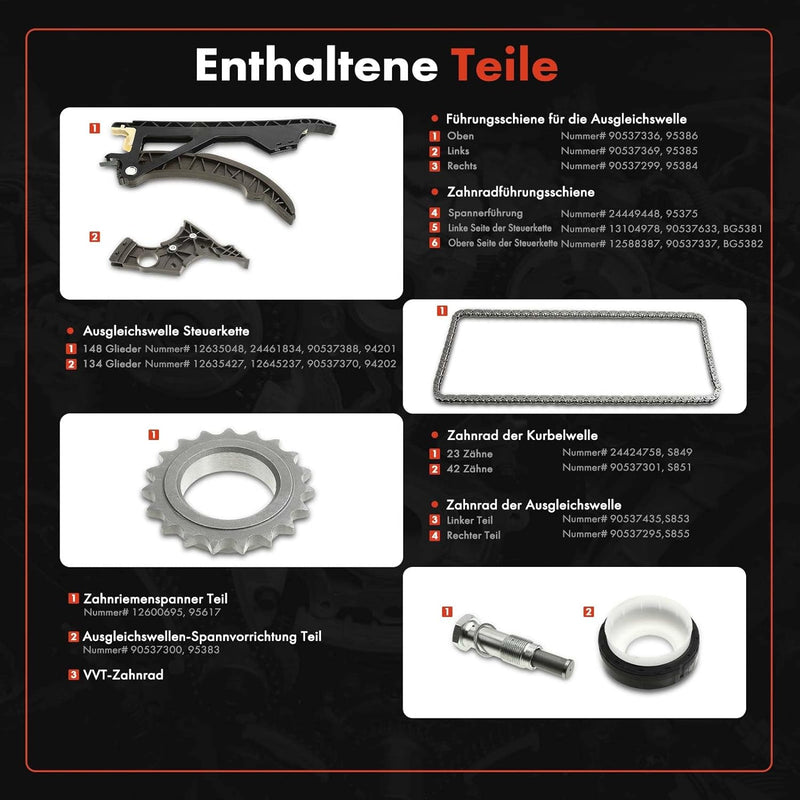 Frankberg Steuerkettensatz Kompatibel mit 1er E81 E87 3er E90 E93 E92 E91 5er E60 E61 1.6L 2.0L 2006