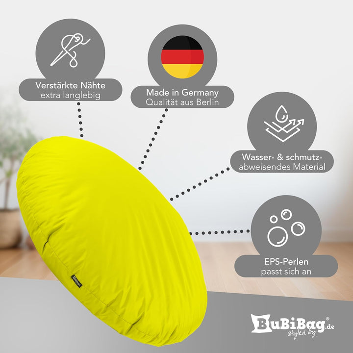 BuBiBag 2in1 Sitzsack L - XXL mit Füllung für Kinder &amp; Erwachsene, Gaming Beanbag &amp; Bodenkissen für