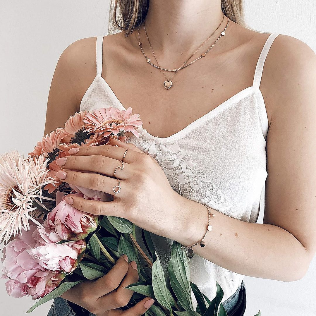 Happiness Boutique Damen Kleine Kreise Kette in Rosegold | Plättchen Kette Runde Anhänger Edelstahls