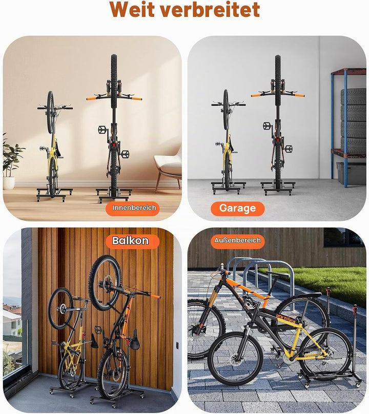 Housolution Vertikaler Fahrradständer mit Rädern, Freistehender Fahrradständer für Räder bis zu 29",