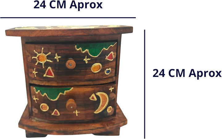Buho Mini-Schubladenschrank aus Holz zum Aufstellen auf dem Tisch mit 2 Schubladen, Nähkästchen, Sch