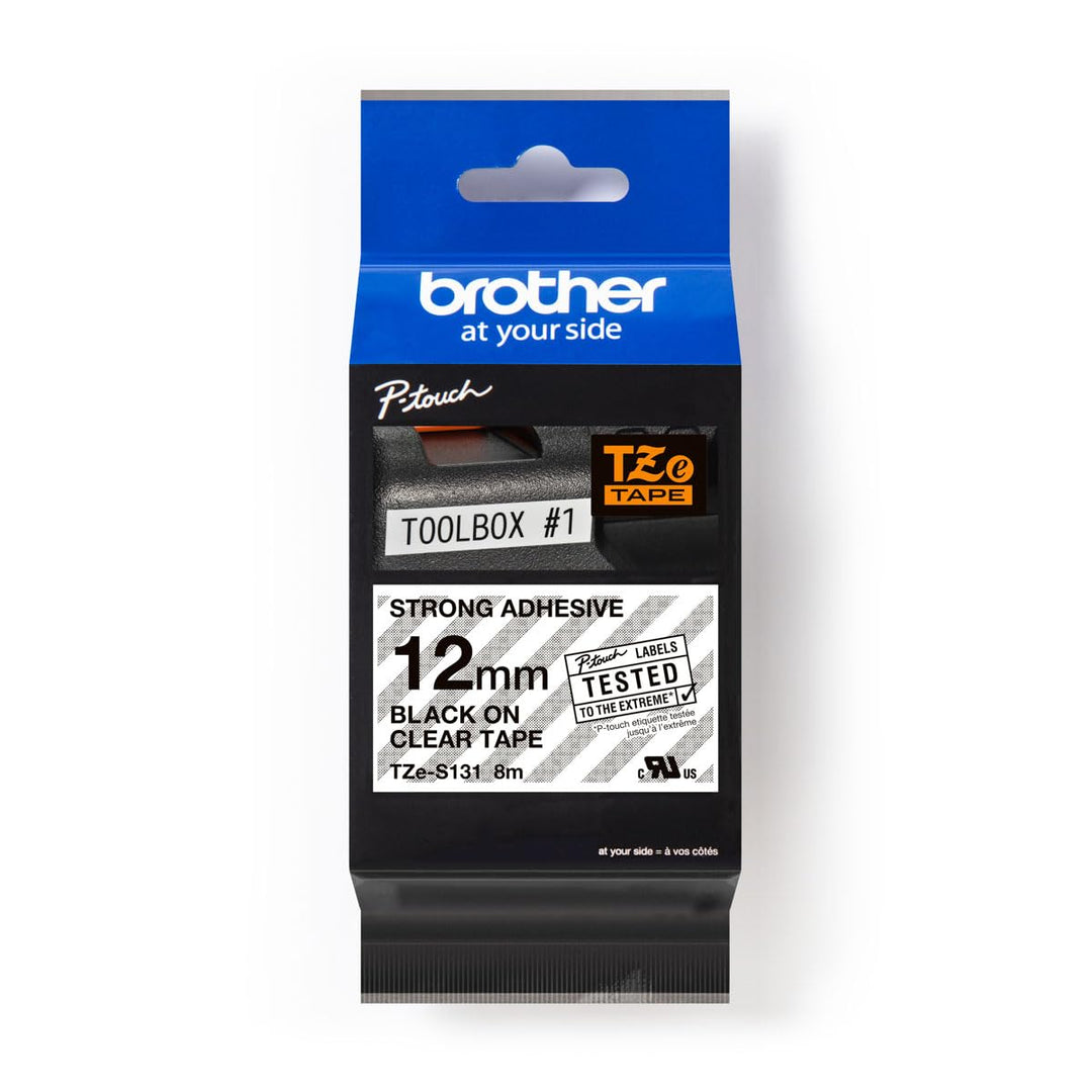 Brother Original P-touch Schriftband TZe-S131 12 mm, schwarz auf transparent (kompatibel u.a. mit Br