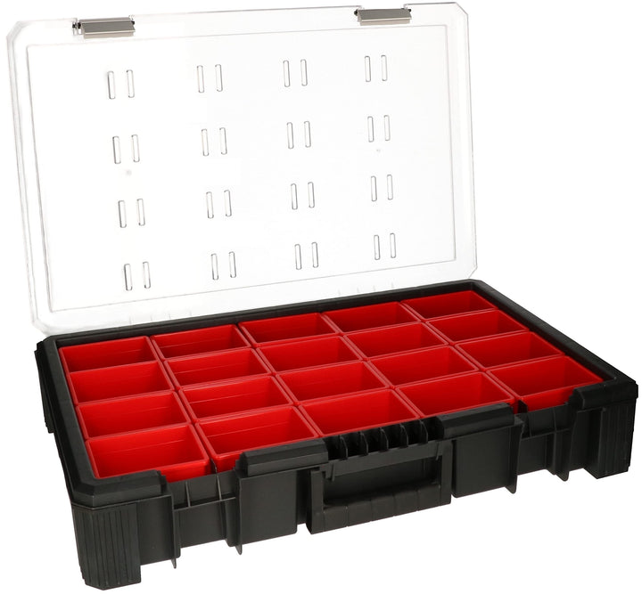 KOTARBAU® Tragbarer Sortimentskasten WRC 39x60x11 cm Aufbewahrungsbox mit Kammern aus Polycarbonat H
