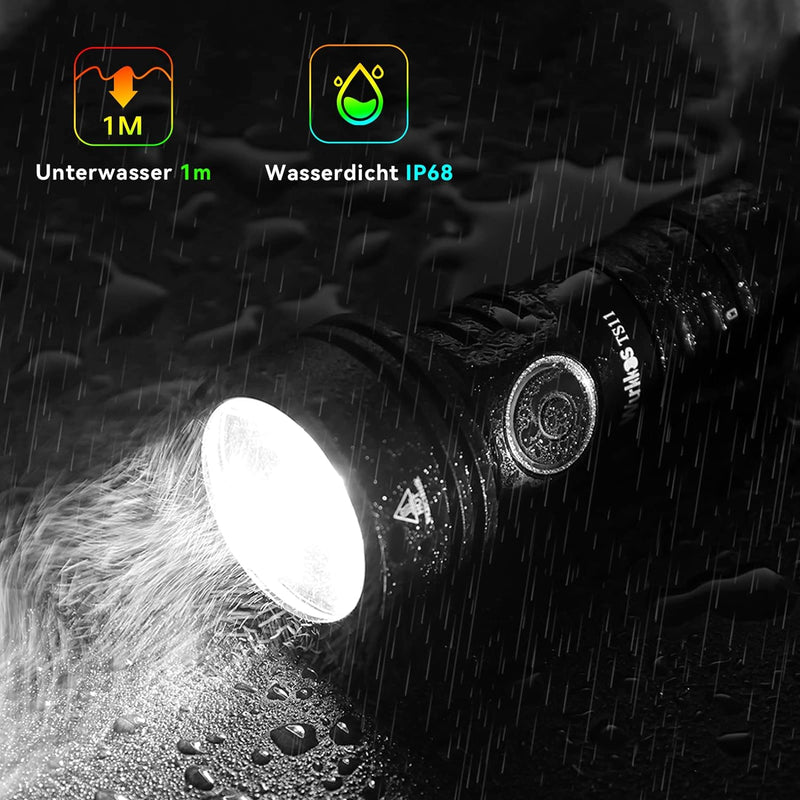 Wurkkos TS11 Mini Taschenlampe LED, 2000 Lumen Klein Taschenlampen SFT40 Led mit RGB Auxiliary,Max T