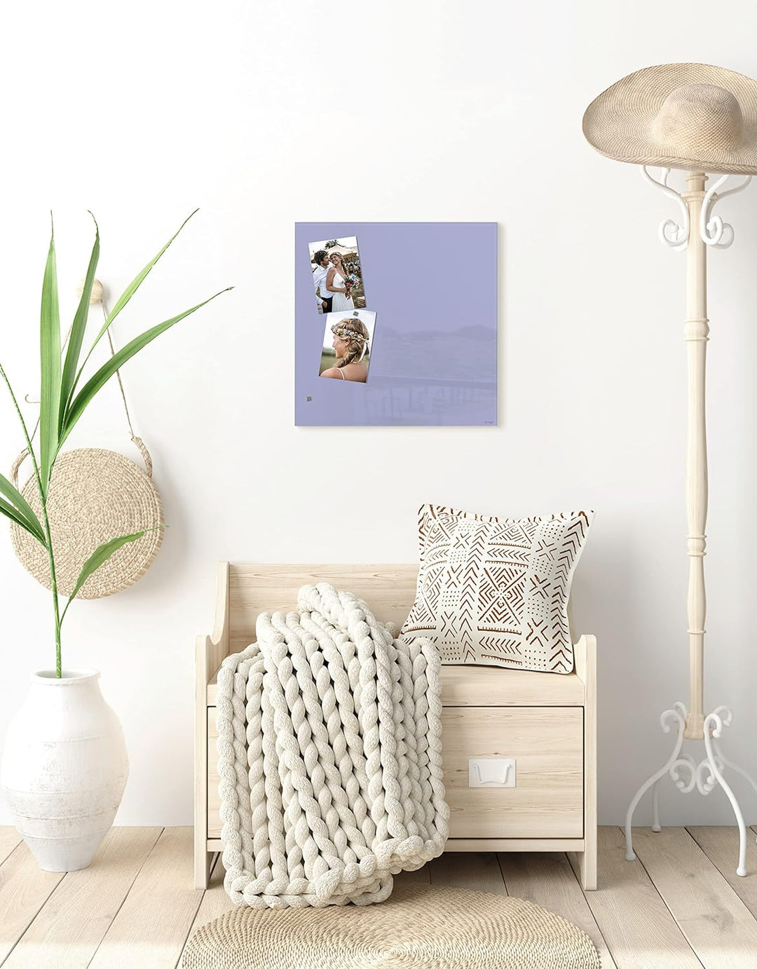 SIGEL GL119 Premium Glas-Magnettafel 48 x 48 cm lavendel hochglänzend, TÜV geprüft, einfache Montage