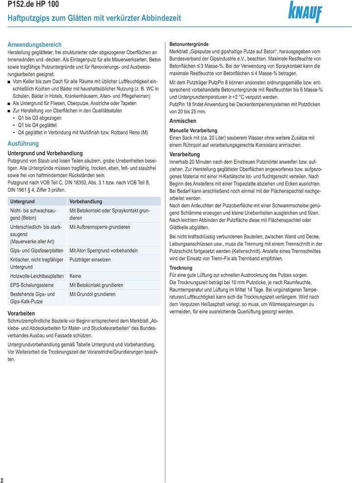 Knauf Haftputzgips HP 100