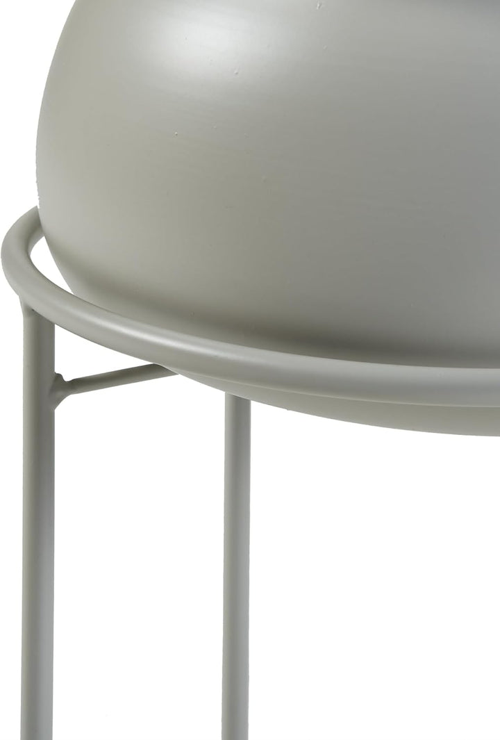 [en.casa] Blumenständer Assen Pflanzenständer mit Blumentopf Metall Hellgrau Pflanzenregal 31,5 x 19