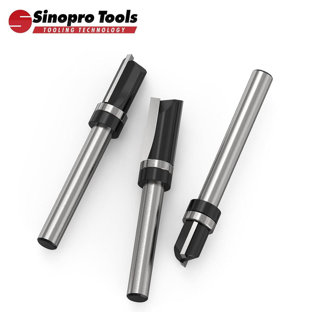 Sinoprotools 3 Stück Bündigfräser – 8mm Schaft Ø 12 mm Kopierfräser,Bündigfräser mit Auswechselbarem