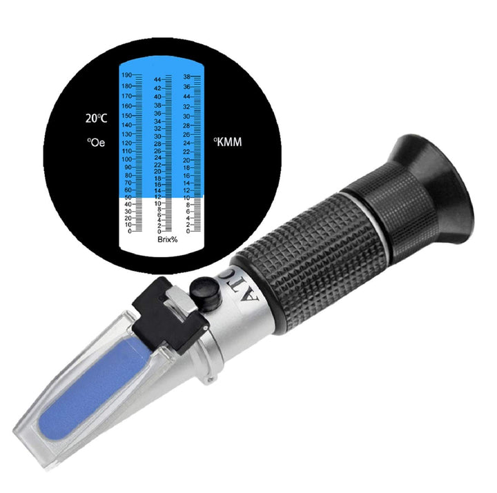 HHTEC Winzer Refraktometer 0-190 Öchsle 0-44 Brix (Zucker) 0-38 KMW Öchslemeter mit ATC für Messung