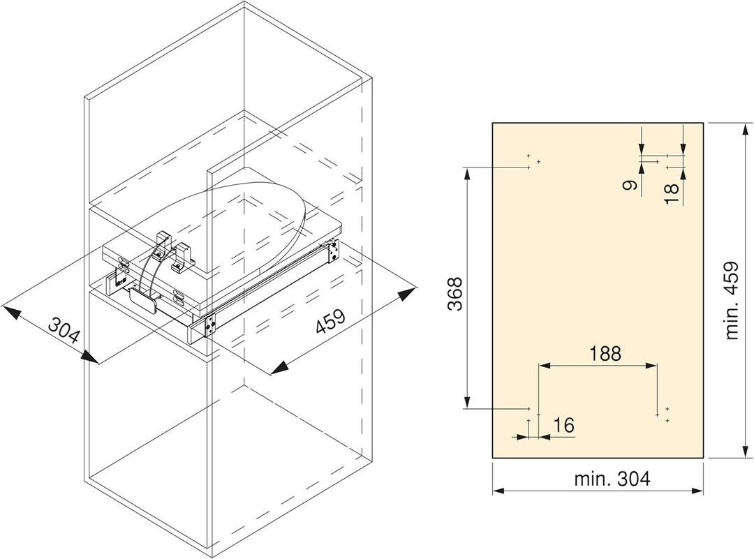 Emuca - Klappbar Bügelbrett für Möbel, gedämpftes System, 890x300mm, Stahl und Holz, Grau Klappbar b