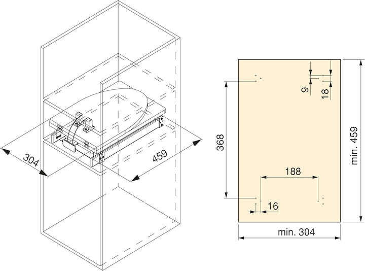 Emuca - Klappbar Bügelbrett für Möbel, gedämpftes System, 890x300mm, Stahl und Holz, Grau Klappbar b
