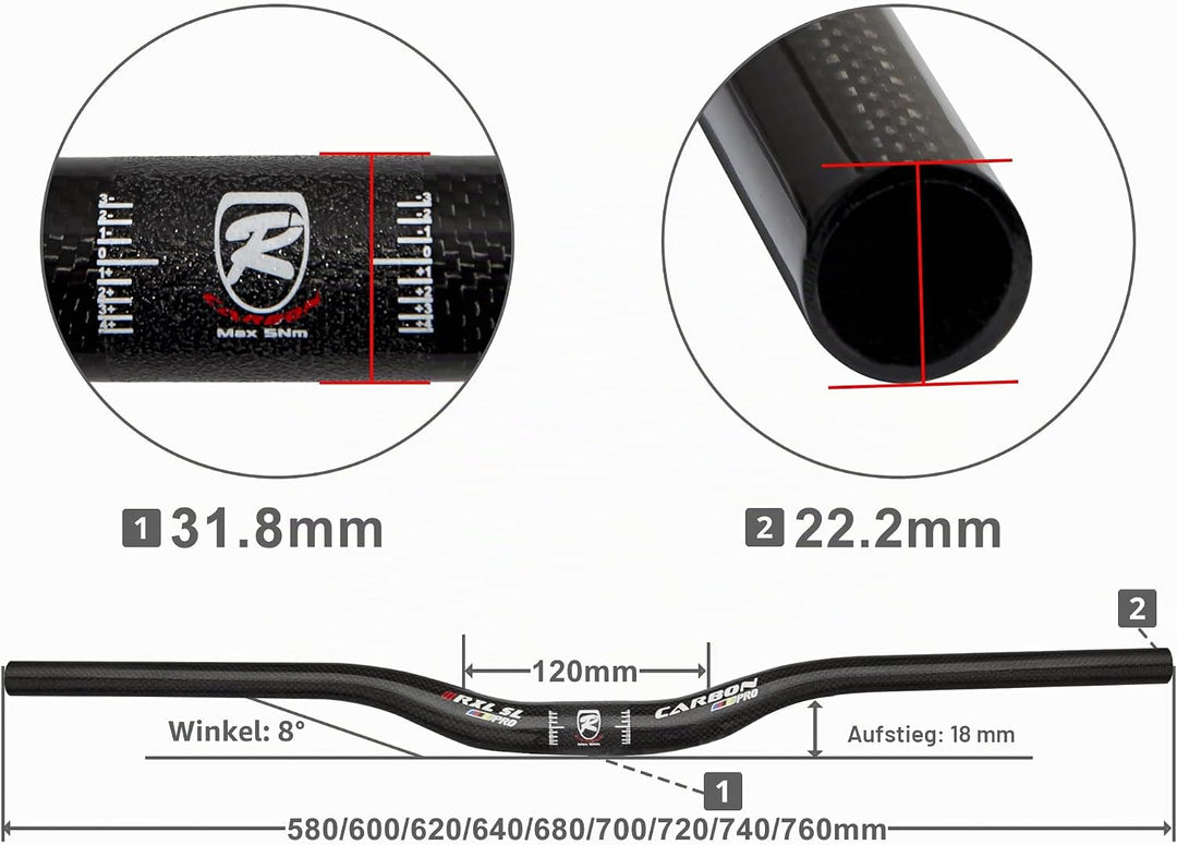 Carbon Downhill-Lenker, Mountainbike-Fahrer, MTB-Lenker 31,8, glauben Riser Bars Fahrradlenker 76 cm