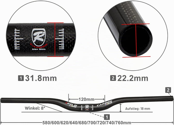 Carbon Downhill-Lenker, Mountainbike-Fahrer, MTB-Lenker 31,8, glauben Riser Bars Fahrradlenker 76 cm