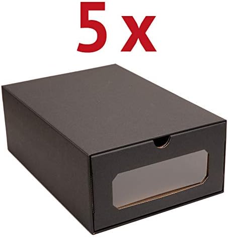5 x PresentFill® Aufbewahrungsbox Schuhbox Schwarz Schuhschachtel Schubladenbox Schuhkarton Ordnungs