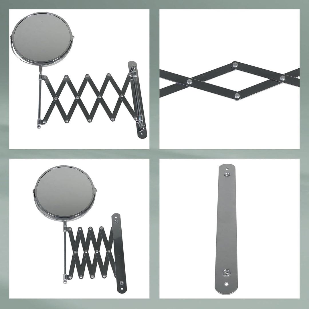 kela Wandspiegel Avita, Ø 18,5 cm, Metall, silber glänzend, ausziehbar, 1-/5-fach Vergrösserung, 208