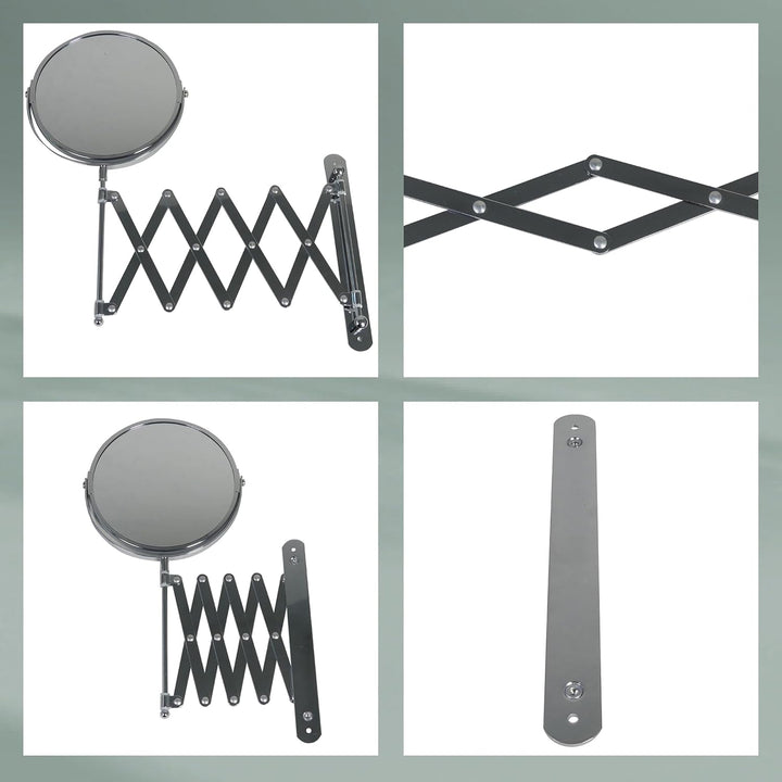 kela Wandspiegel Avita, Ø 18,5 cm, Metall, silber glänzend, ausziehbar, 1-/5-fach Vergrösserung, 208