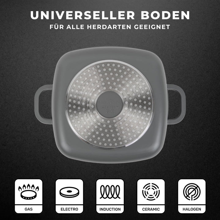 Topf Antihaftbeschichtet mit Deckel - 2.3L - Ø 20 cm - Quadrat Aluguss Kochtopf beschichtet Für alle