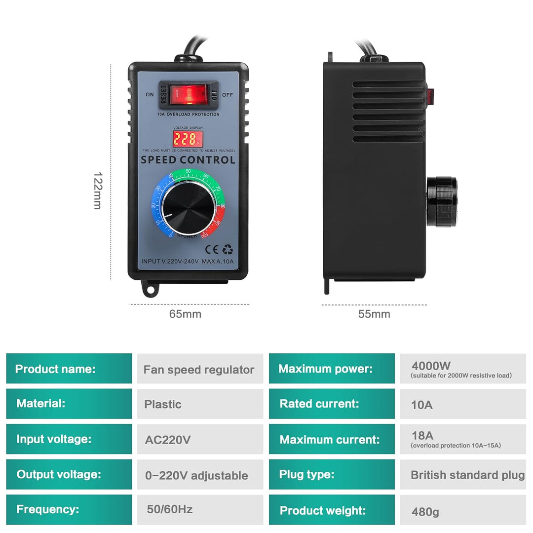 Ailao Drehzahlregler 230v Drehzahlregler Motor Verwendung für Winkelschleifer/Bläser/Handbohrer/Krei