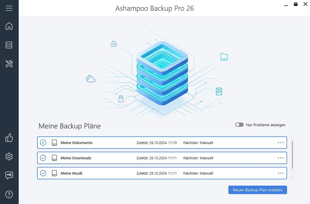 Backup Pro 25 - Datensicherung Programm, Rettung bei Malware-Befall, defekter Festplatte oder Window