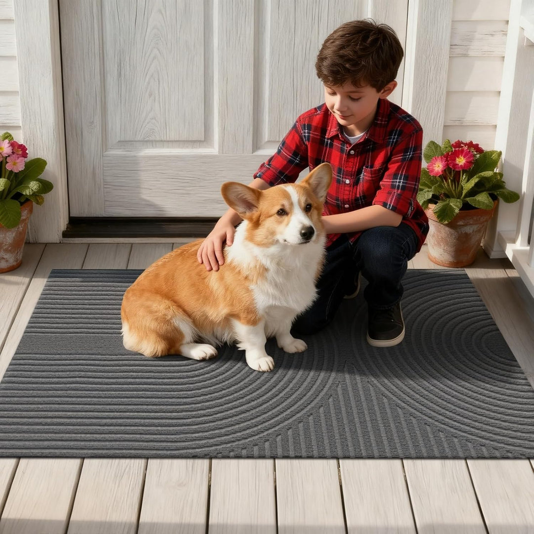 FEOMOS Fussmatte Innen Aussen 60x90cm, rutschfeste Schmutzfangmatte mit Saugkraft, Fussmatte Waschba
