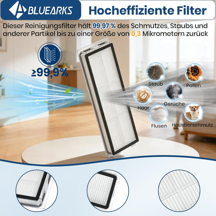 Bluearks 24 Stück Zubehör für Dreame D20 Pro Plus Saugroboter, Bestehend Aus 2 Hauptbürste,4 Wischtü