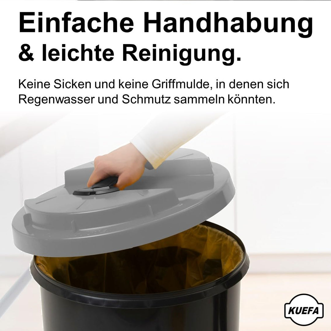 KUEFA BSC 60L Mülleimer, Müllsackständer, Gelber Sack Ständer inkl. Klemm-Ring für Müllbeutel, extra