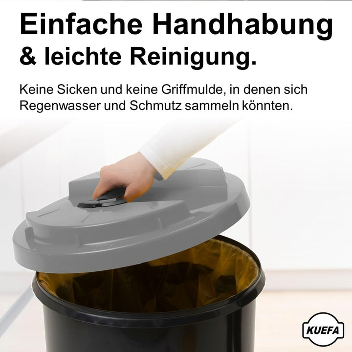 KUEFA BSC 60L Mülleimer, Müllsackständer, Gelber Sack Ständer inkl. Klemm-Ring für Müllbeutel, extra