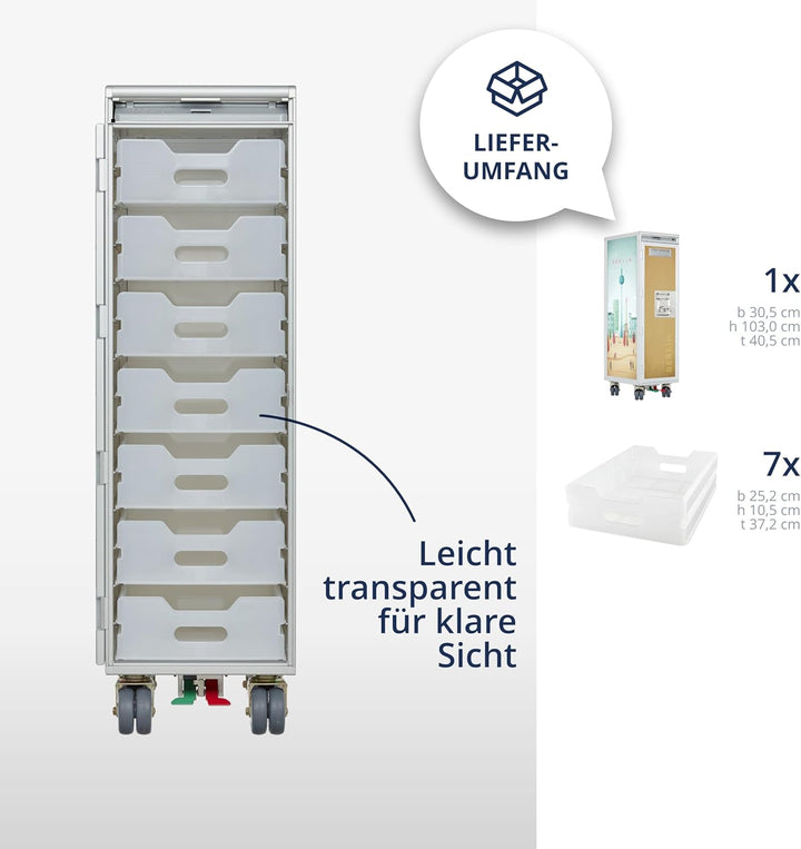 Airline Trolley Henry Rivers, Büroschrank, Aktenschrank klein, Küchenwagen Edelstahl, Norm: Atlas, 1