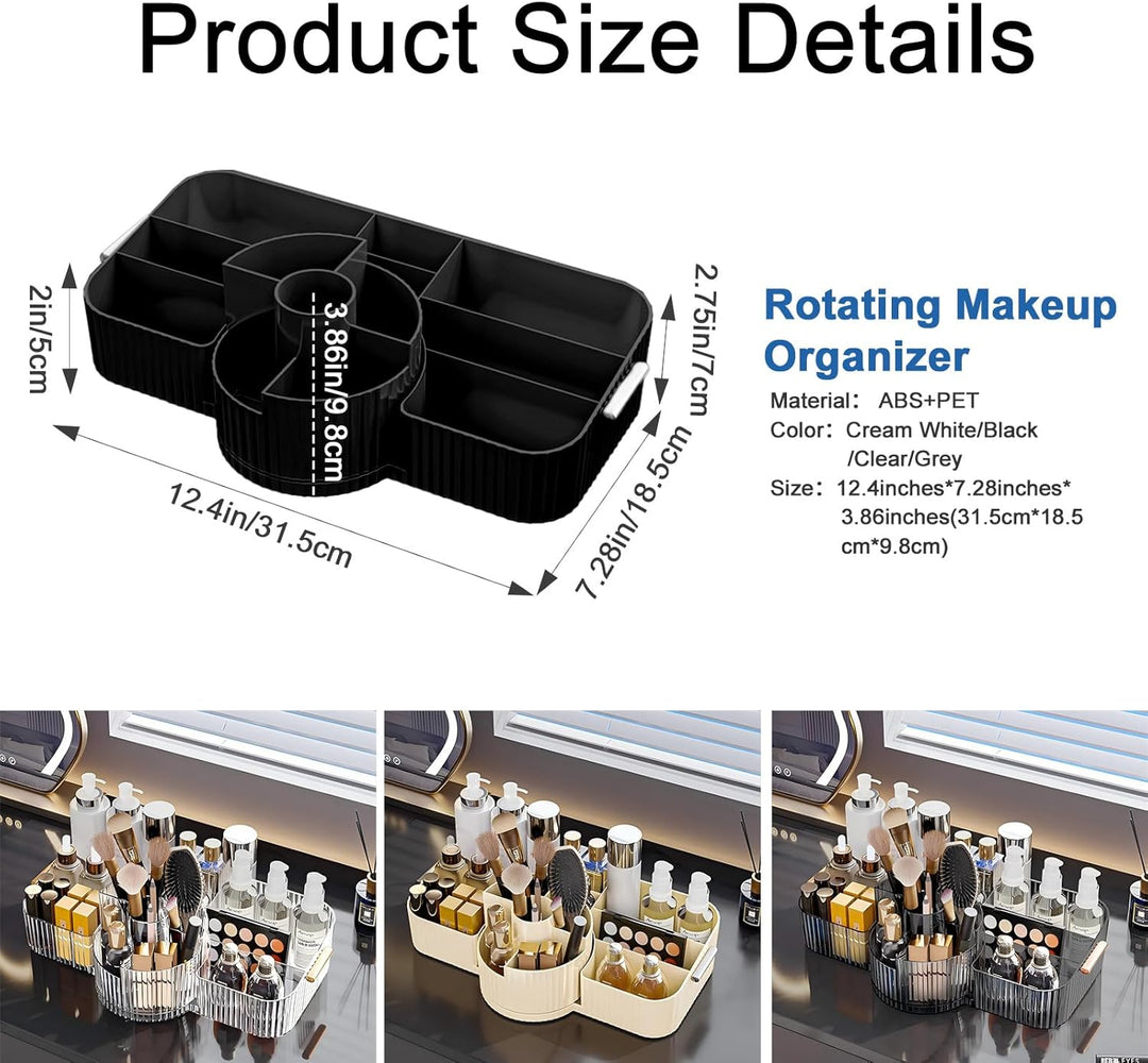 DASITON Make Up Organizer 360° Drehbar Pinsel Organizer, 2-in-1 Kosmetik Organizer mit Griff, Makeup