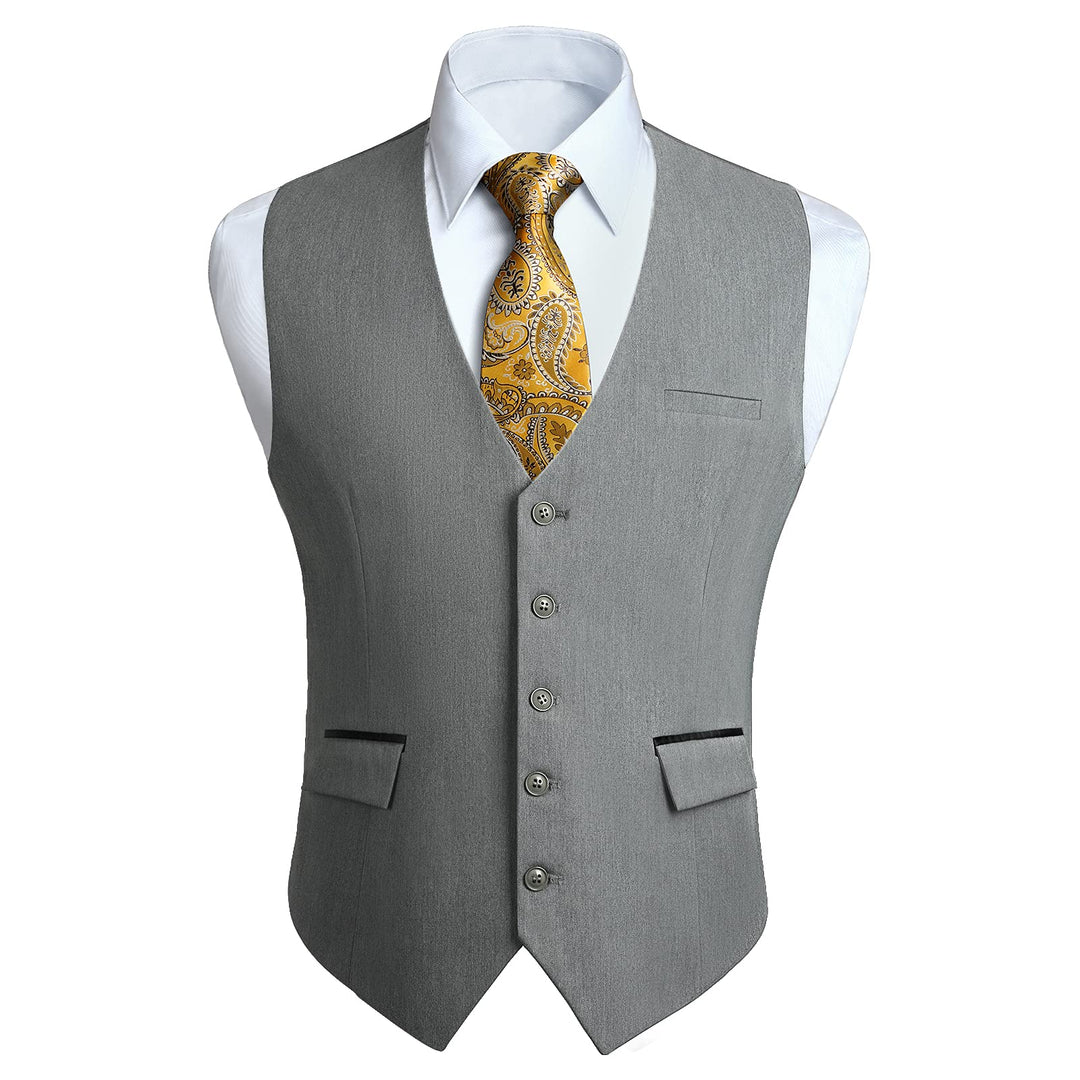 HISDERN Anzugweste für Herren Elegant Hochzeit Weste Klassische Einfarbig Casual Businessweste Forme