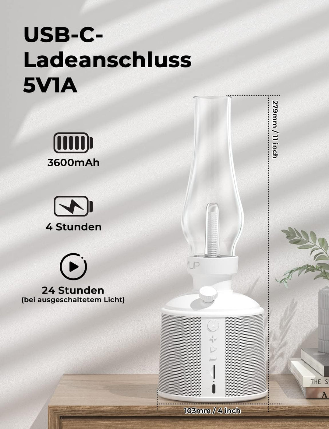 GOLUMUP Bluetooth Lautsprecher mit Licht und Unendlicher Dimmung tragbare Bluetooth Box Lautsprecher