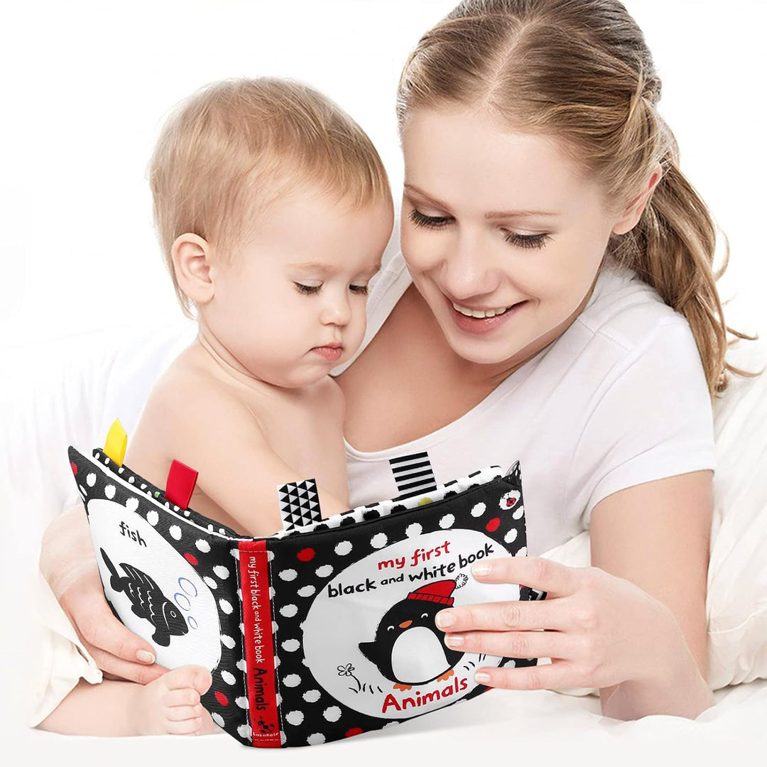 Toyvian 1 Stück Tuch Bücher Schwarz Weiss Label Tuch Buch Frühen Pädagogischen Buch Frühen Lernspiel