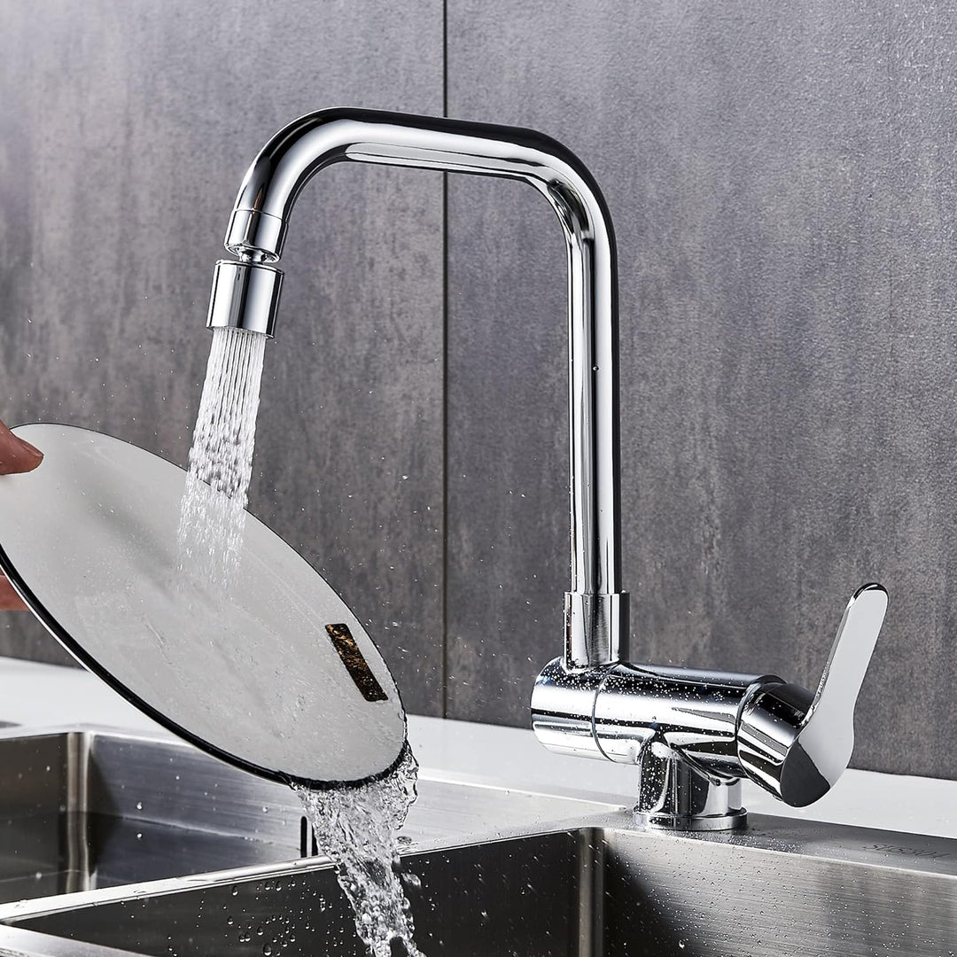 Frontfenster Küchenarmatur 360° drehbar Küche Faltbare Mischbatterie 2 Sprühmodi, Faltbarer Einhebel